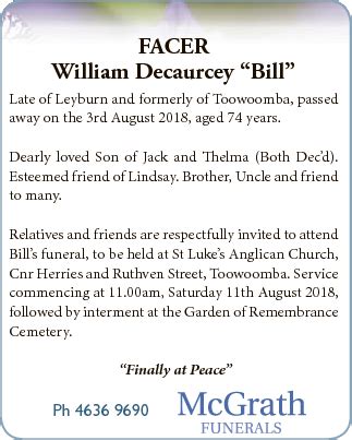 Philip DICKSON DICKSON, Philip. . Death and funeral notices toowoomba chronicle